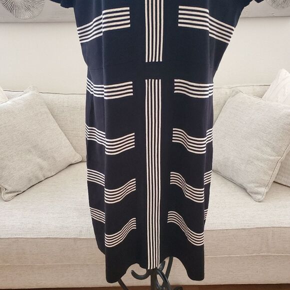 Anne Klein Striped Short Sleeve Midi Dress - Picture 4 of 12